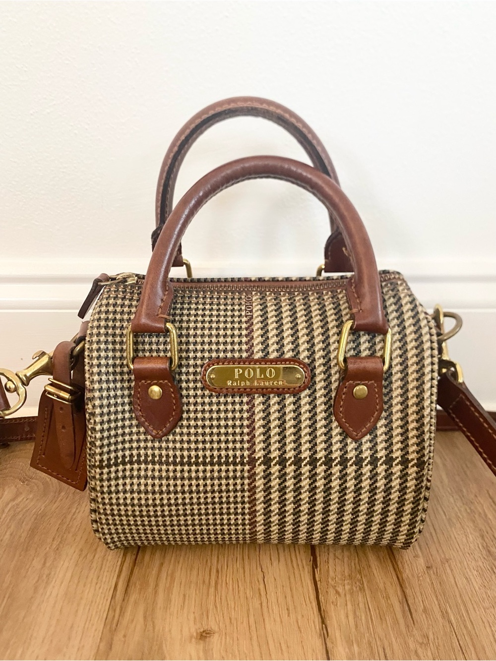 Vintage Polo Ralph Lauren Mini Houndstooth Boston Bag